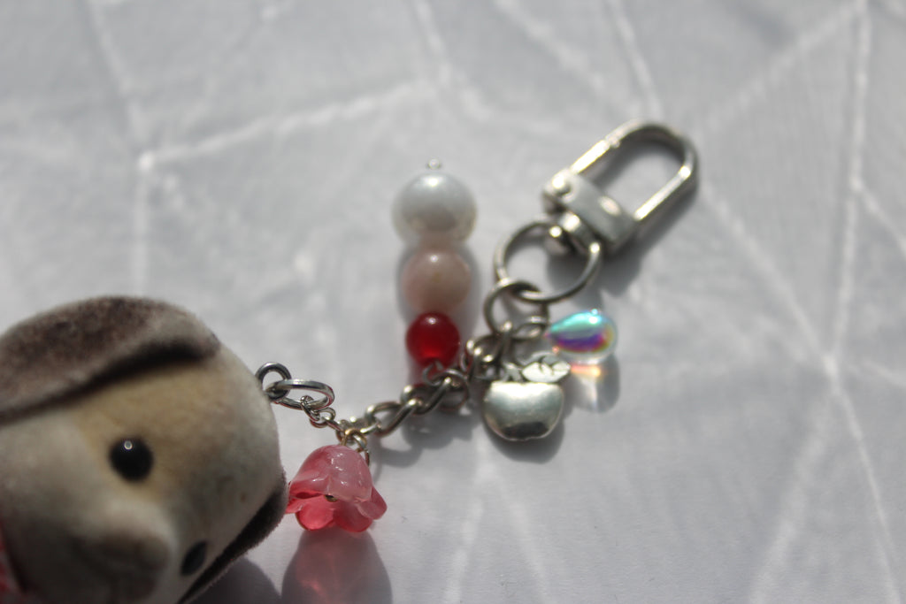 Brown Dog w/ Red Gingham Poncho Bag Charm