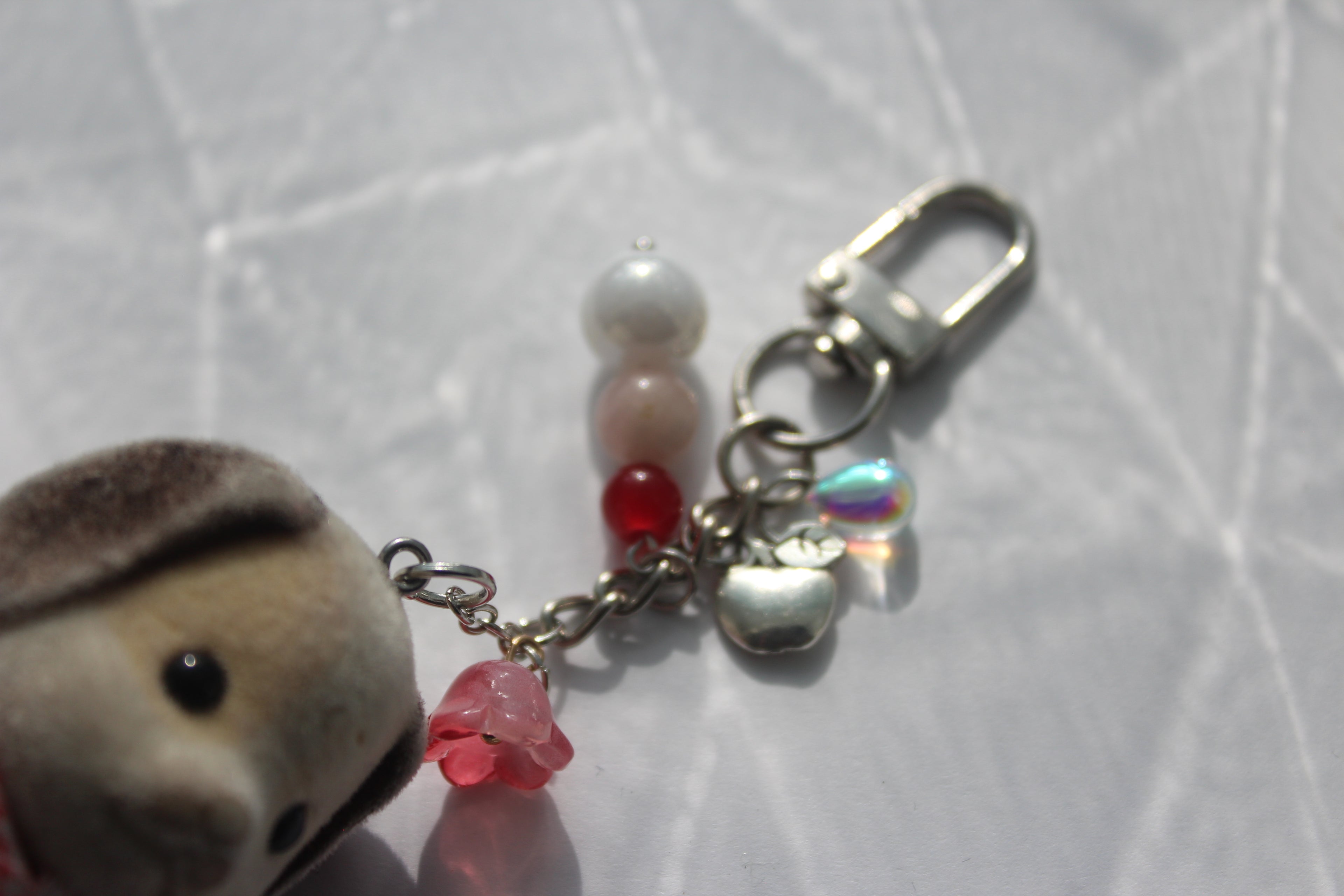 Brown Dog w/ Red Gingham Poncho Bag Charm